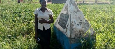Martha during a visit at the Omukama Kabalega site of capture by the British Colonial Troops